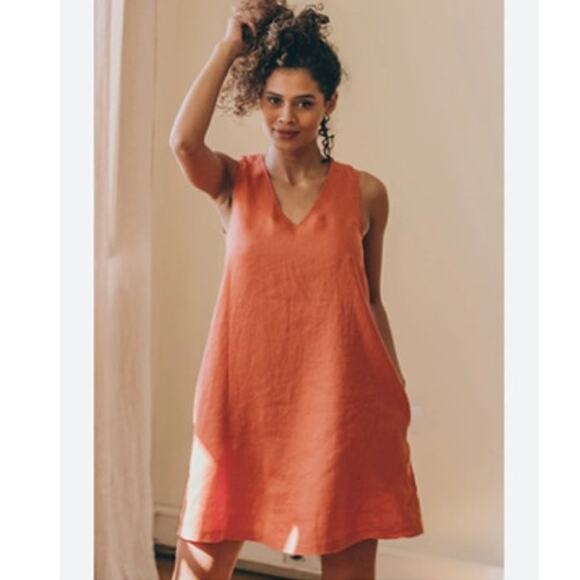 FLAX V-Neck Shift Mini Tank Dress in Koi S - Picture 1 of 5